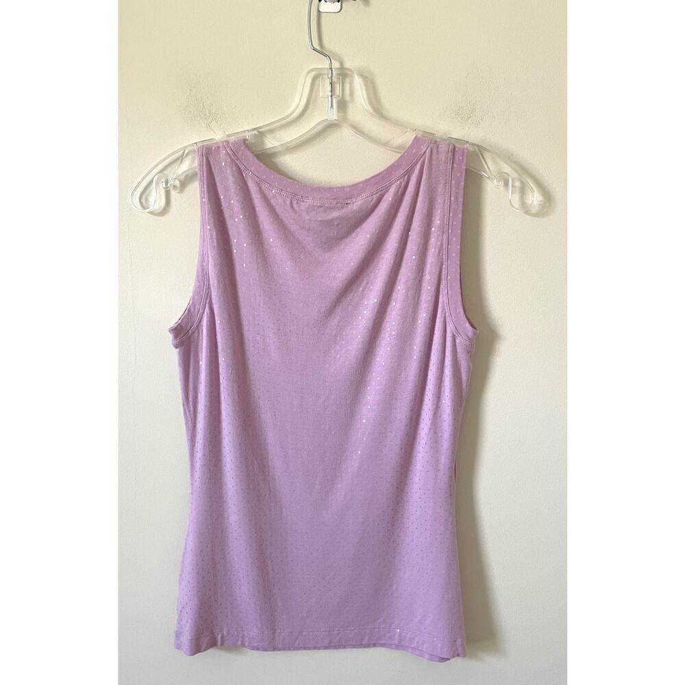 St. John Sequin Viscose Basic Tank Top Purple Siz… - image 2